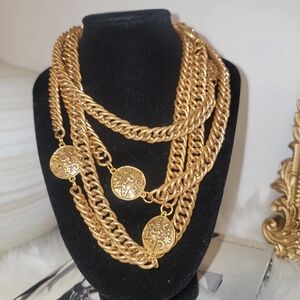 Elegant Gold Chain Necklace with Coin Accents